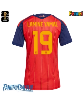 Spania Lamine Yamal #19 Echipament de Fotbal Replică Mondial 2026 Femei Acasa